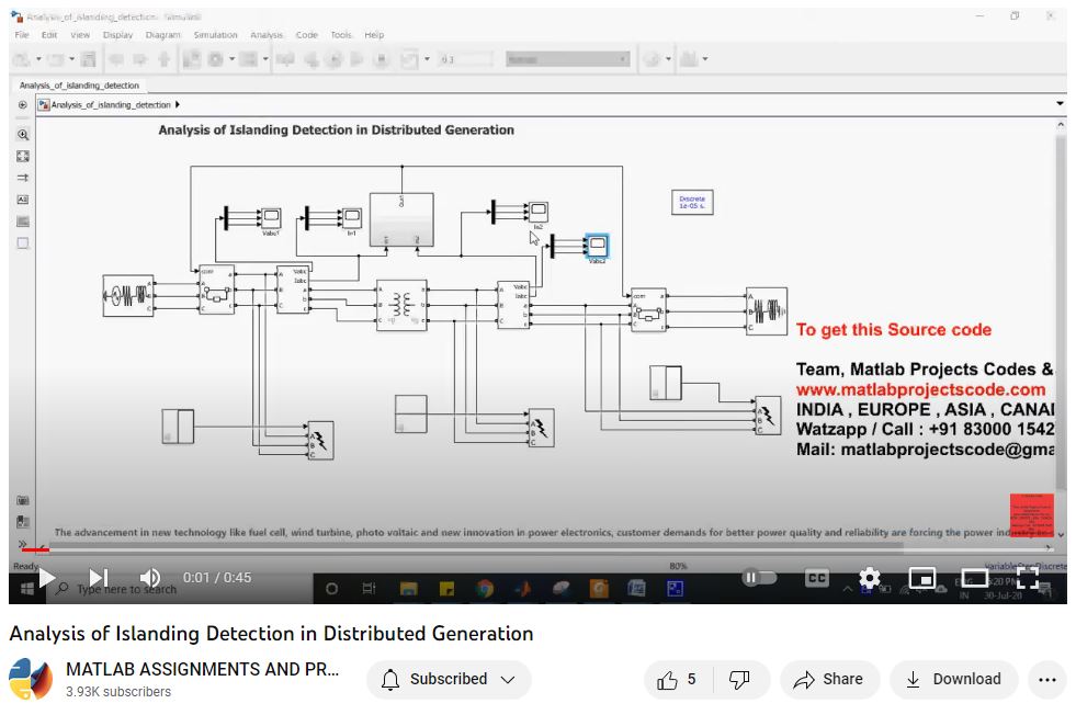 Analysis Of Islanding Detection In Distributed Generation project simulation thumbnail for Signal Processing and AI Engineering