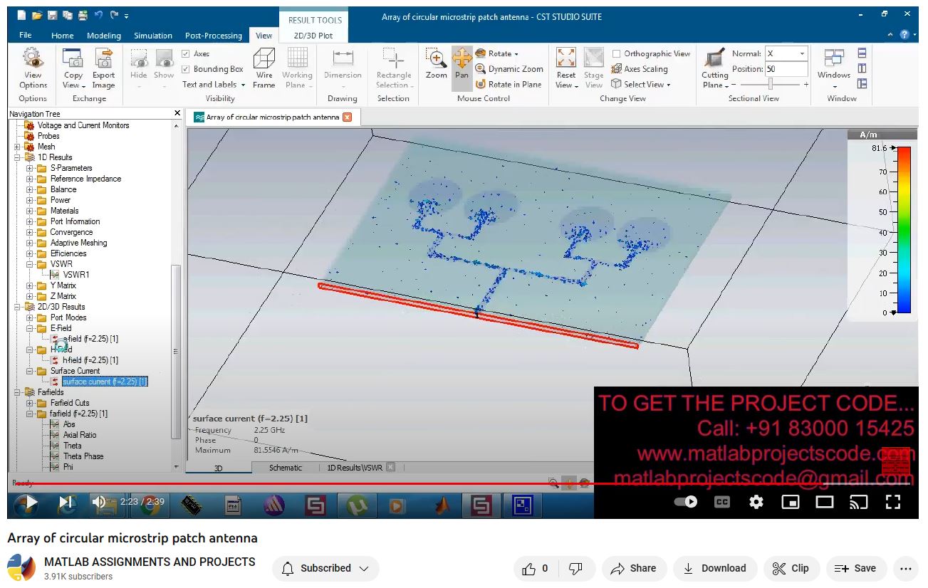 Array Of Circular Microstrip Patch Antenna project simulation thumbnail for Electromagnetics and RF Engineering