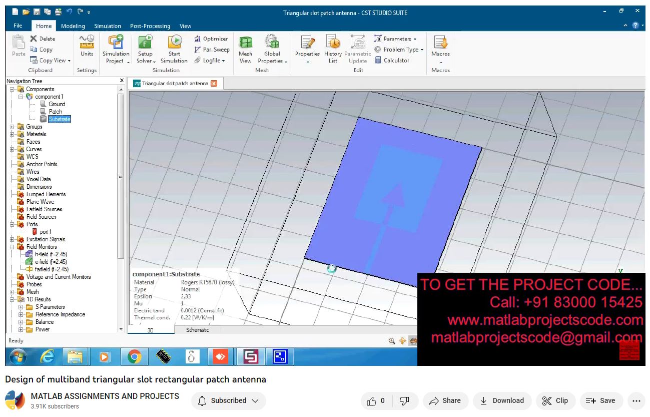 Design Of Multiband Triangular Slot Rectangular Patch Antenna project simulation thumbnail for Electromagnetics and RF Engineering