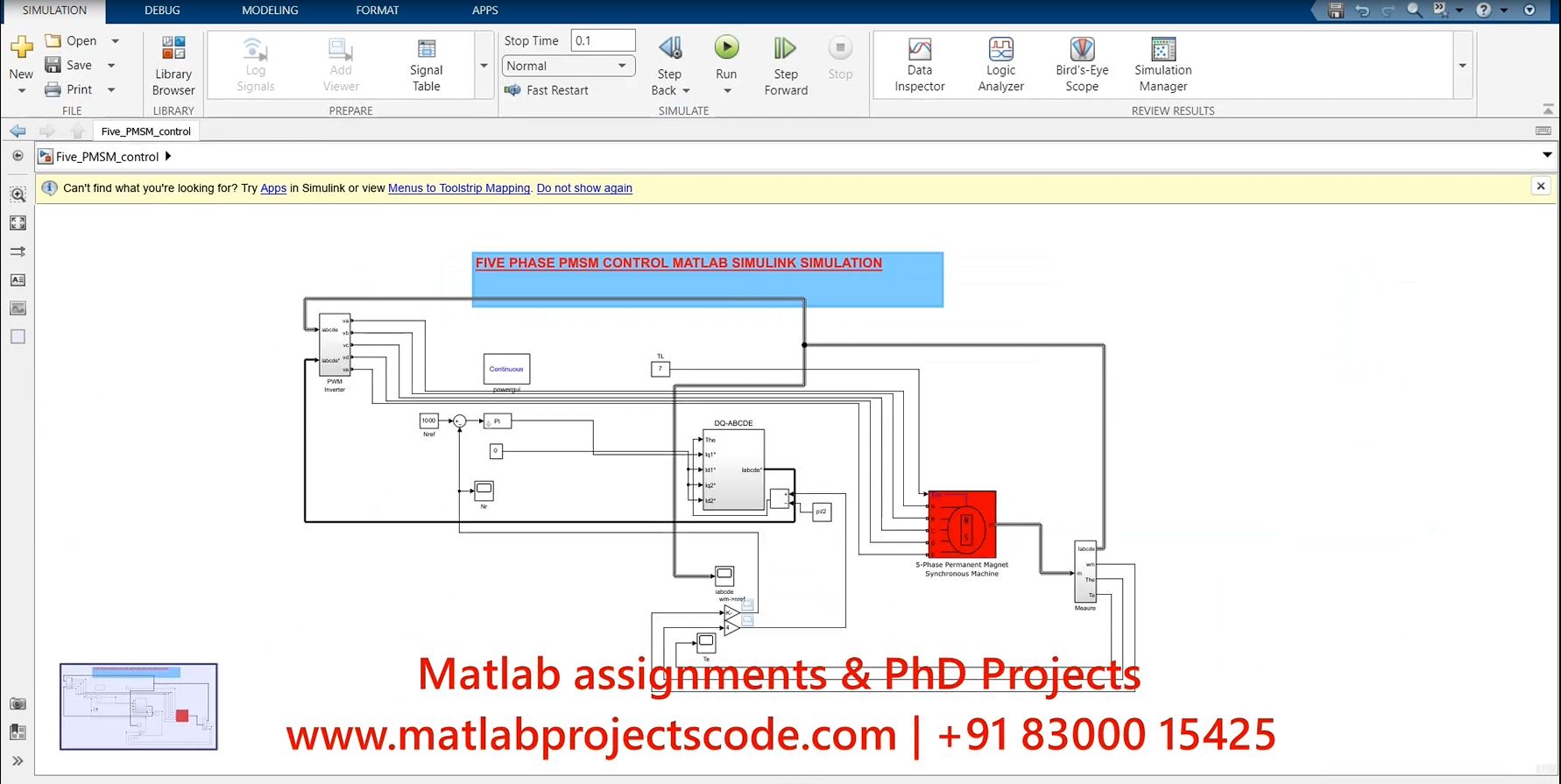 Five Phase Pmsm Control Matlab Simulink Simulation project simulation thumbnail for Mechanical, EV and Mechatronics Engineering