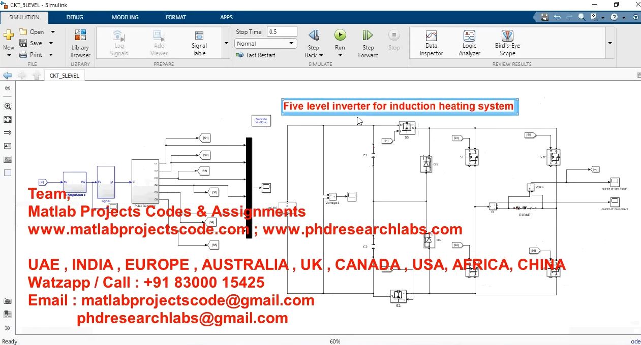 Five Level Inverter For Induction Heating System project simulation thumbnail for Mechanical, EV and Mechatronics Engineering
