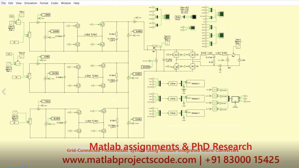 Grid Connected Photovoltaic System Using Module Integrated Micro Converters - Plecs Electrical Simulation project thumbnail image