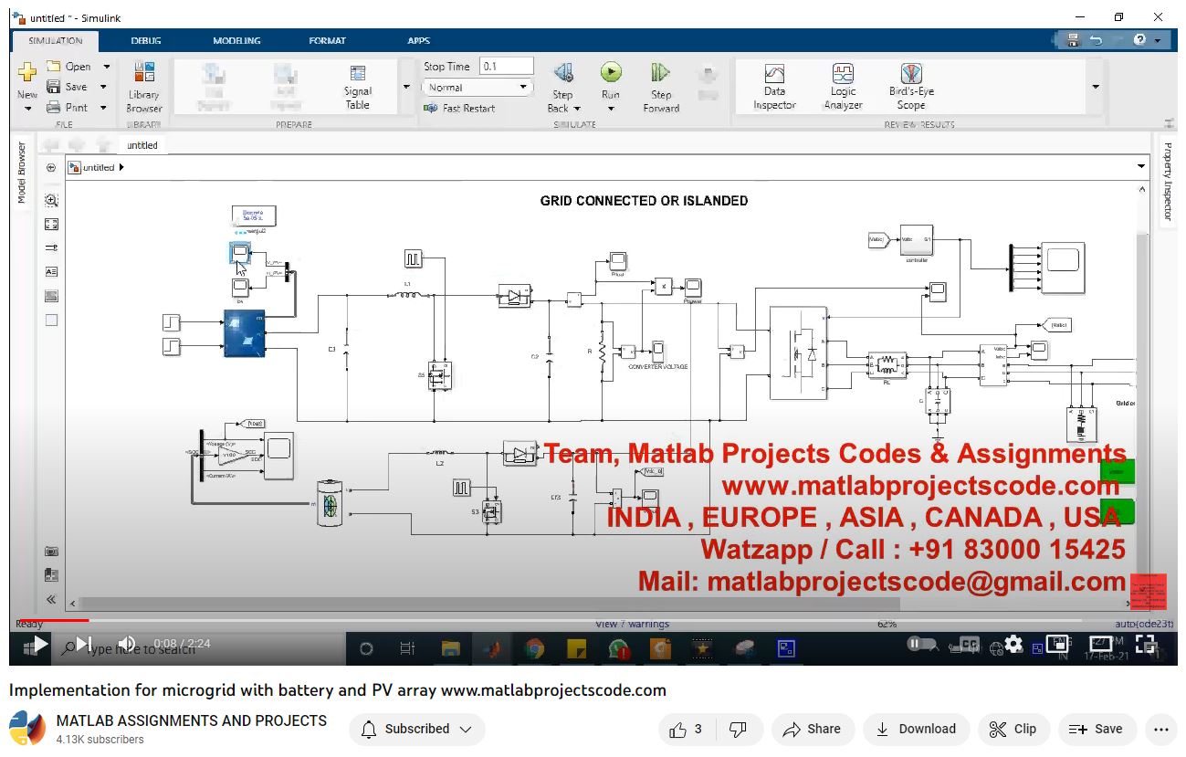 Implementation For Microgrid With Battery And Pv Array project simulation thumbnail for Electromagnetics and RF Engineering