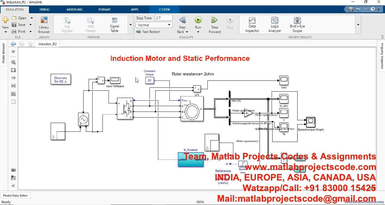 Induction Motor And Static Performance project simulation thumbnail for Mechanical, EV and Mechatronics Engineering