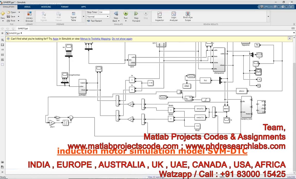 Induction Motor Simulation Model Svm-Dtc project simulation thumbnail for Mechanical, EV and Mechatronics Engineering