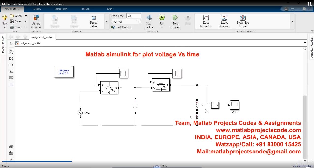 Matlab Simulink Model For Plot Voltage Vs Time project simulation thumbnail for Electrical Engineering