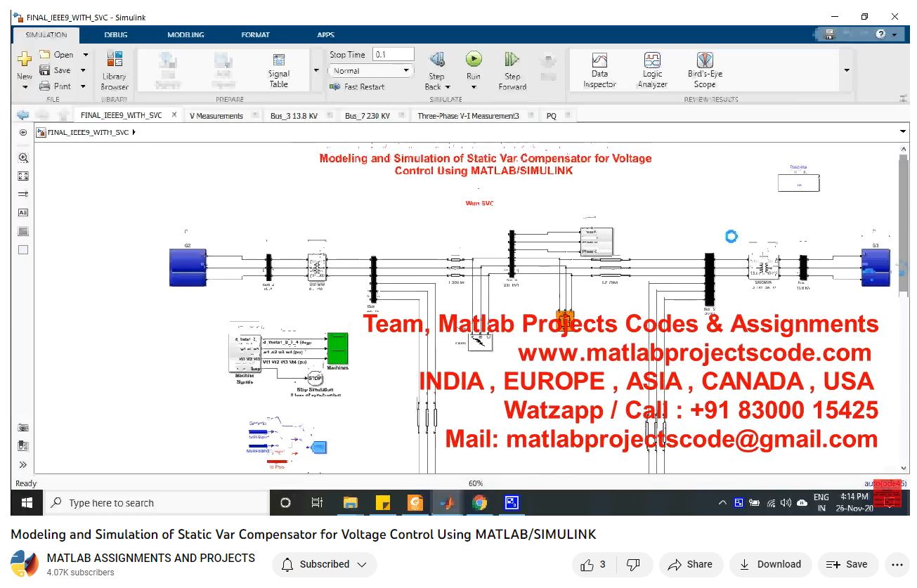 Modeling And Simulation Of Static Var Compensator For Voltage Control Using Matlab_Simulink-Matlab Simulink-Electrical Assignments-Projects-Phd Research project simulation thumbnail for Control Systems Engineering