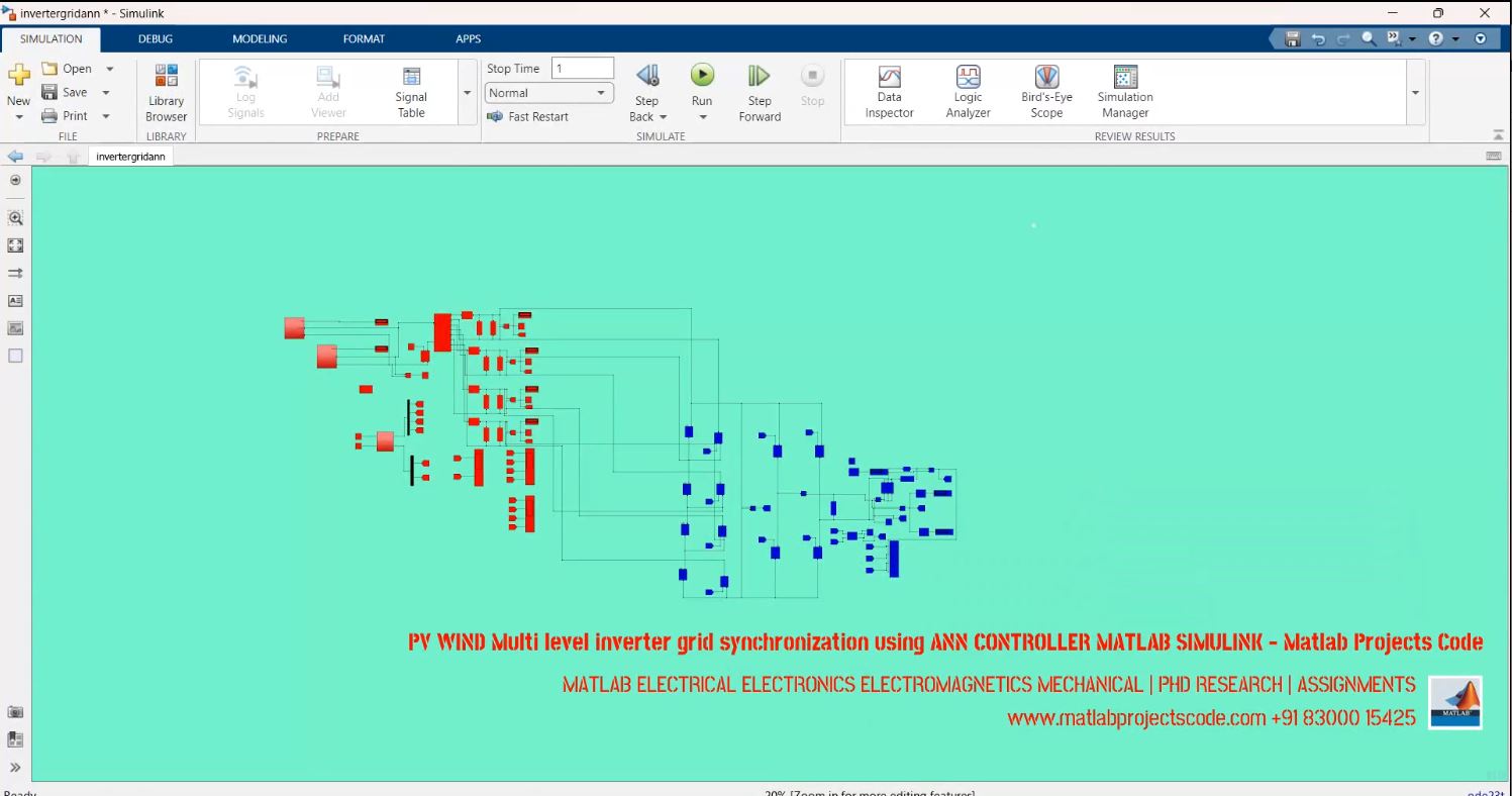 Pv Wind Multi Level Inverter Grid Synchronization Using Ann Controller Matlab Simulink - Matlab Projects Code project simulation thumbnail for Renewable Energy Engineering