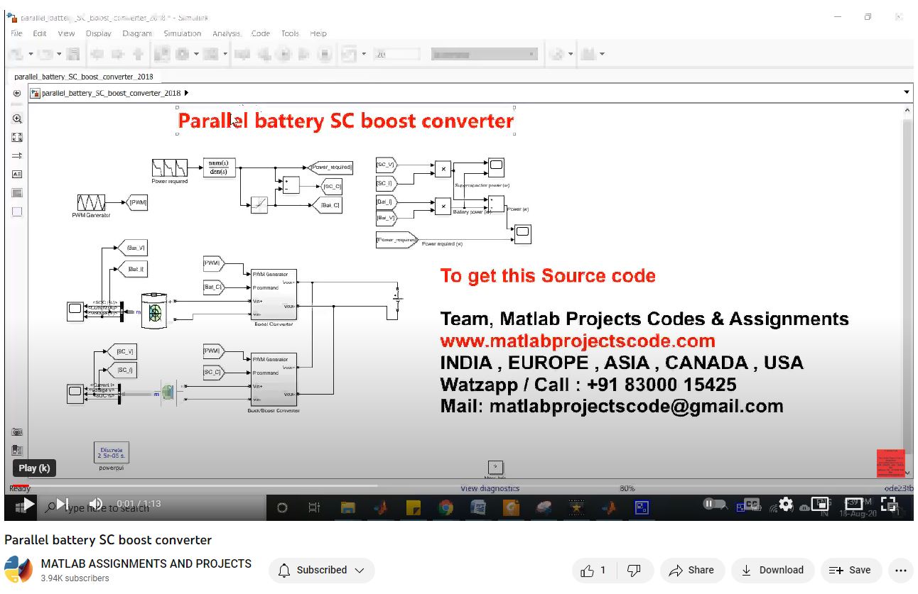 Parallel Battery Sc Boost Converter project simulation thumbnail for Power Electronics Engineering