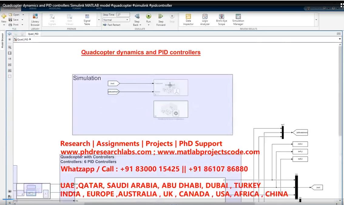 Quadcopter Dynamics And Pid Controllers Simulink Matlab Model project simulation thumbnail for Control Systems Engineering