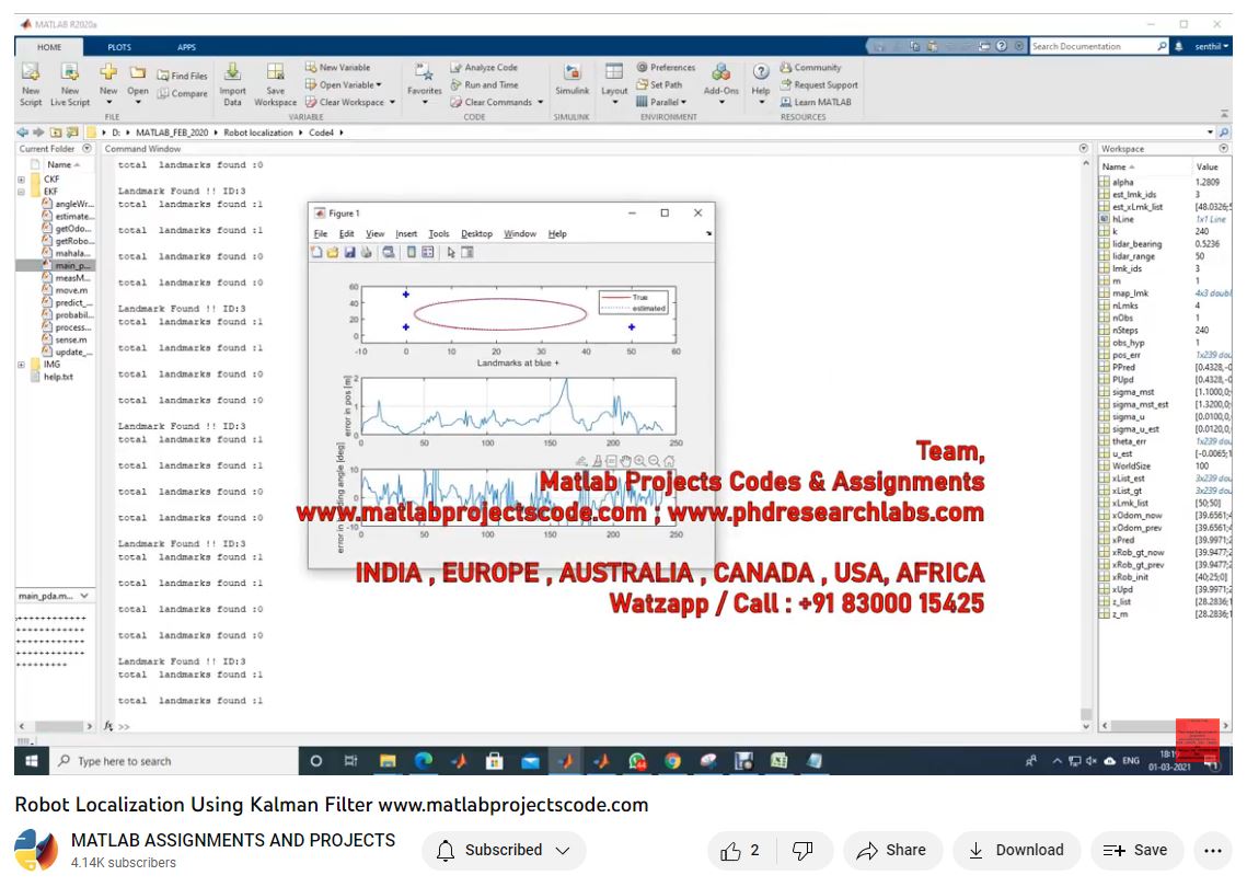 Robot Localization Using Kalman Filter - Matlab project simulation thumbnail for Electrical Engineering