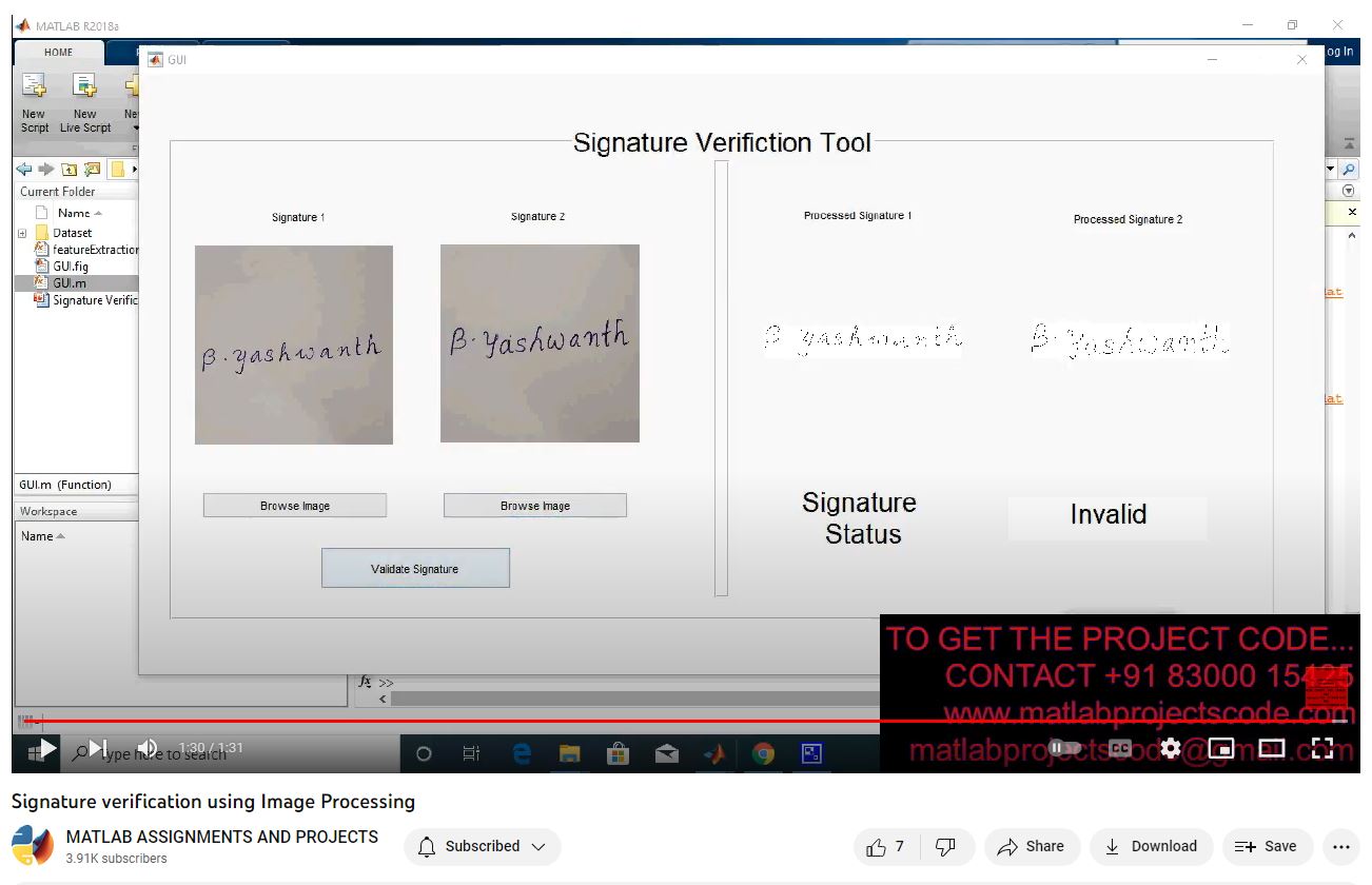 Signature Verification Using Image Processing project simulation thumbnail for Signal Processing and AI Engineering