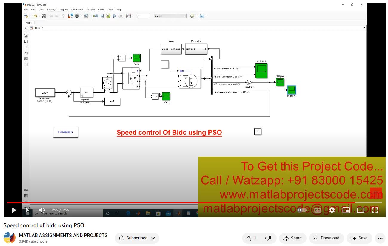 Speed Control Of Bldc Using Pso project simulation thumbnail for Mechanical, EV and Mechatronics Engineering