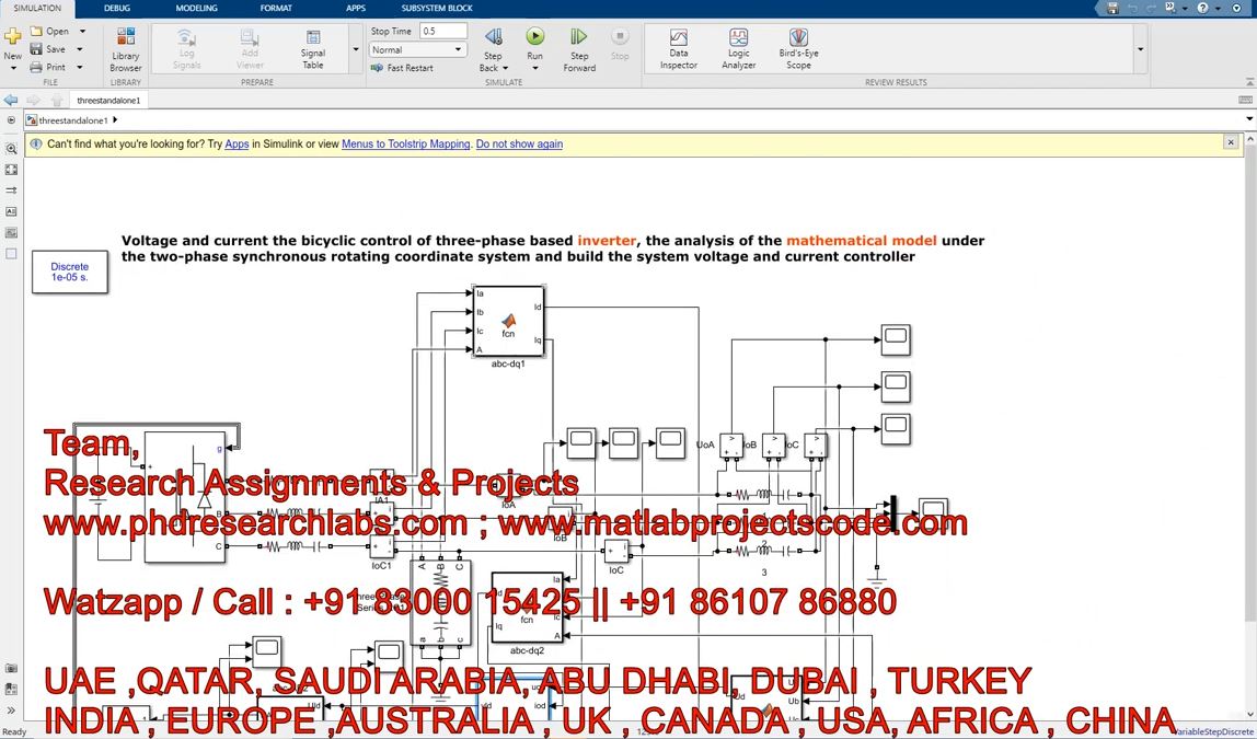 Three Phase Based Inverter _ Matlab Simulink project simulation thumbnail for Power Electronics Engineering
