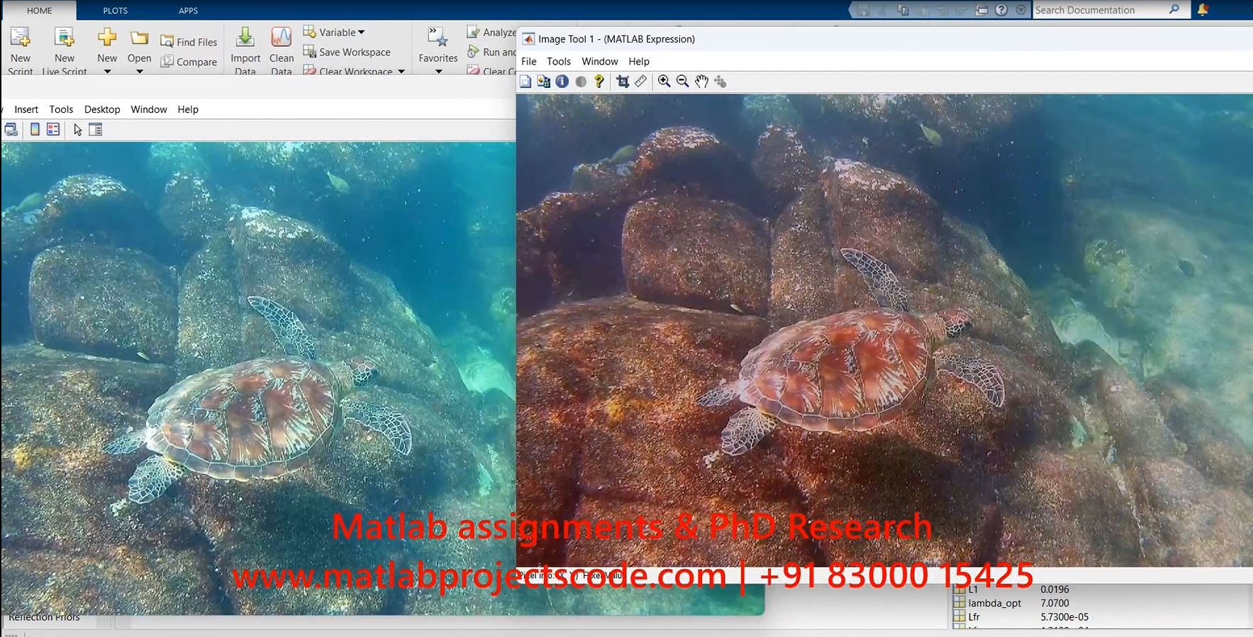 Underwater Image Enhancement Using Hyper-Laplacian Reflection Priors-Image Processing project simulation thumbnail for Signal Processing and AI Engineering