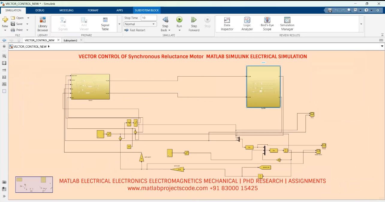 Vector Control Of Synchronous Reluctance Motor Matlab Simulink Electrical Simulation 1 project simulation thumbnail for Mechanical, EV and Mechatronics Engineering