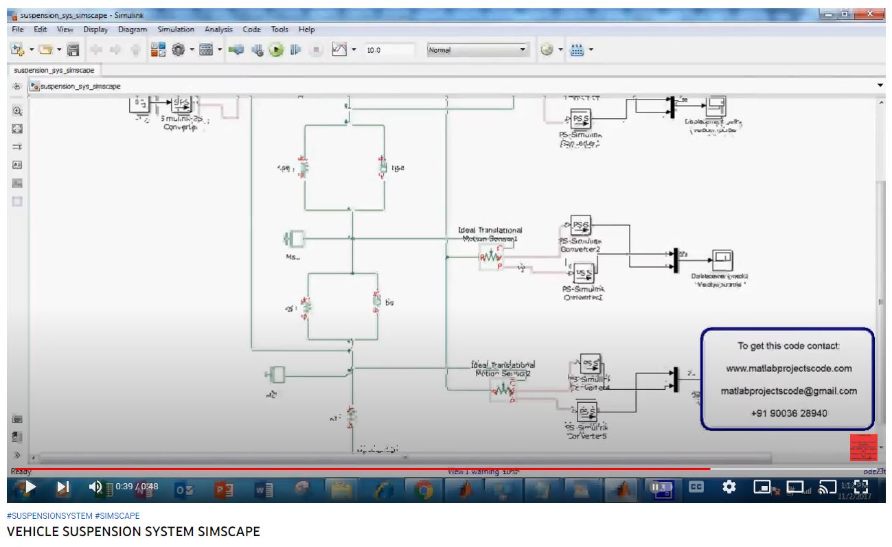 VEHICLE SUSPENSION SYSTEM SIMSCAPE project simulation thumbnail for Mechanical, EV and Mechatronics Engineering