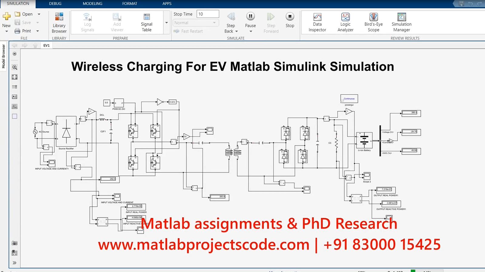 Wireless Charging For Ev Matlab Simulink Simulation-Electrical project simulation thumbnail for Mechanical, EV and Mechatronics Engineering